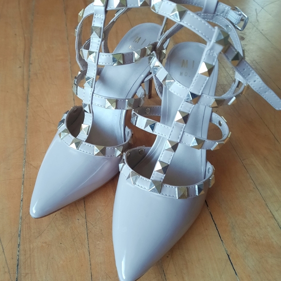 Shoes - NWOT Nude Studded Heels